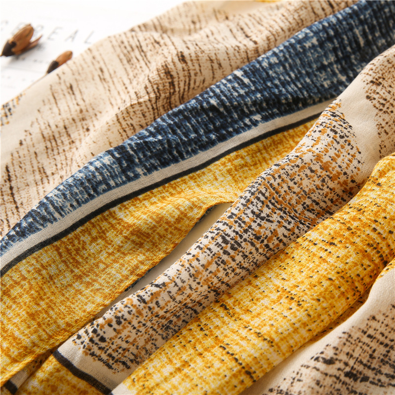 Colorful printed cotton linen shawl