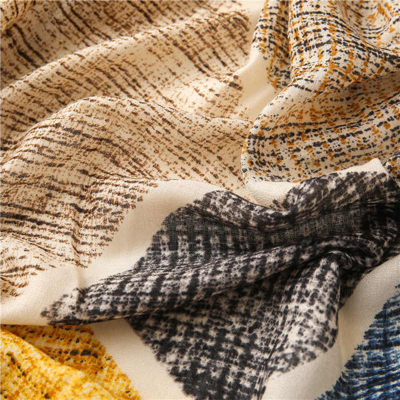Colorful printed cotton linen shawl