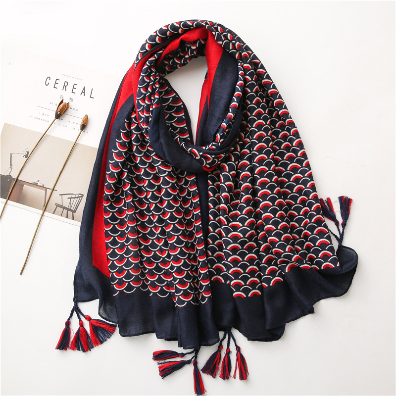 Color fish scale striped scarf wholesale