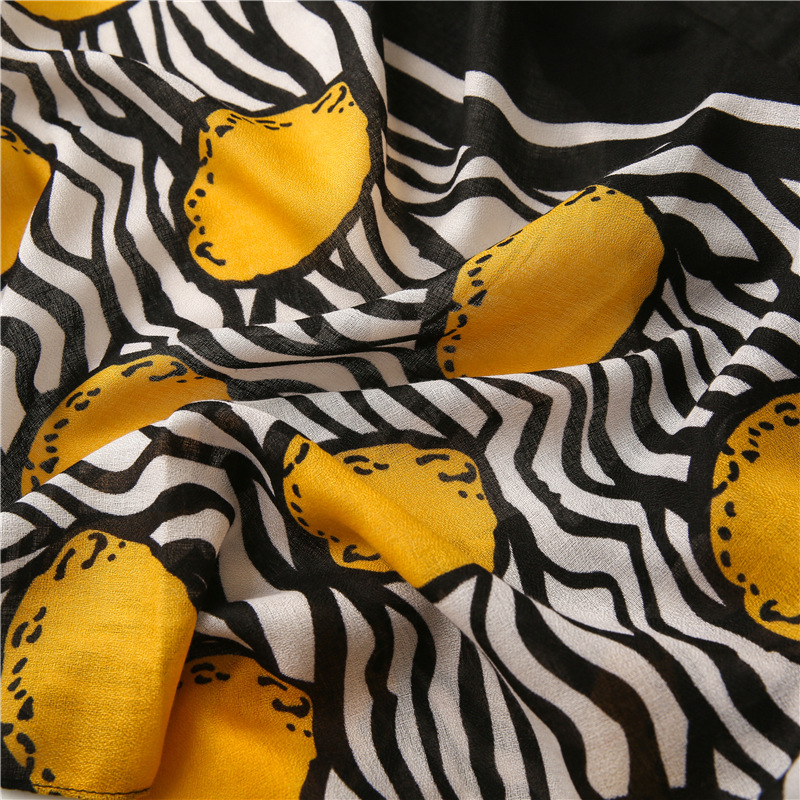 Lemon pattern cotton linen shawl