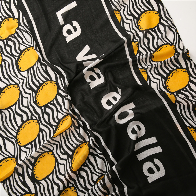 Lemon pattern cotton linen shawl