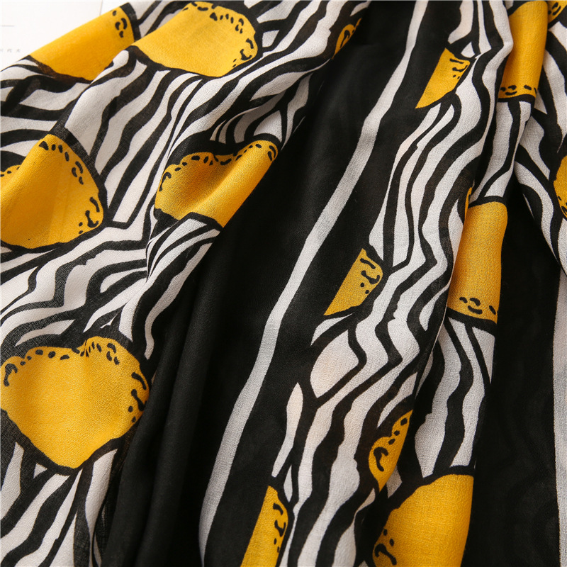 Lemon pattern cotton linen shawl