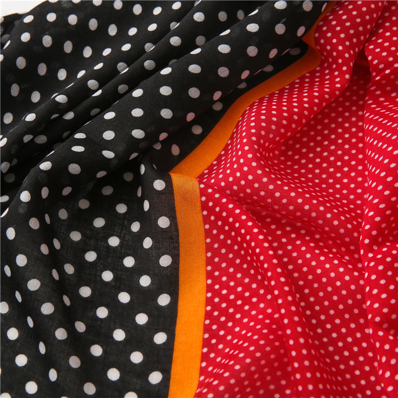 Color dot cotton linen scarf wholesale