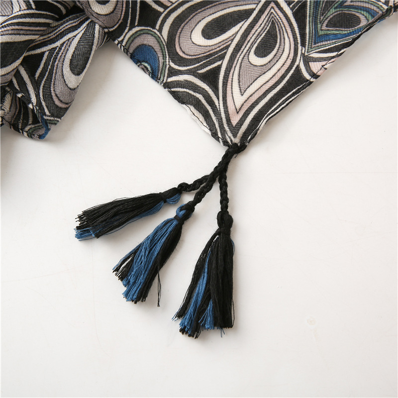Wholesale cotton linen black long scarf