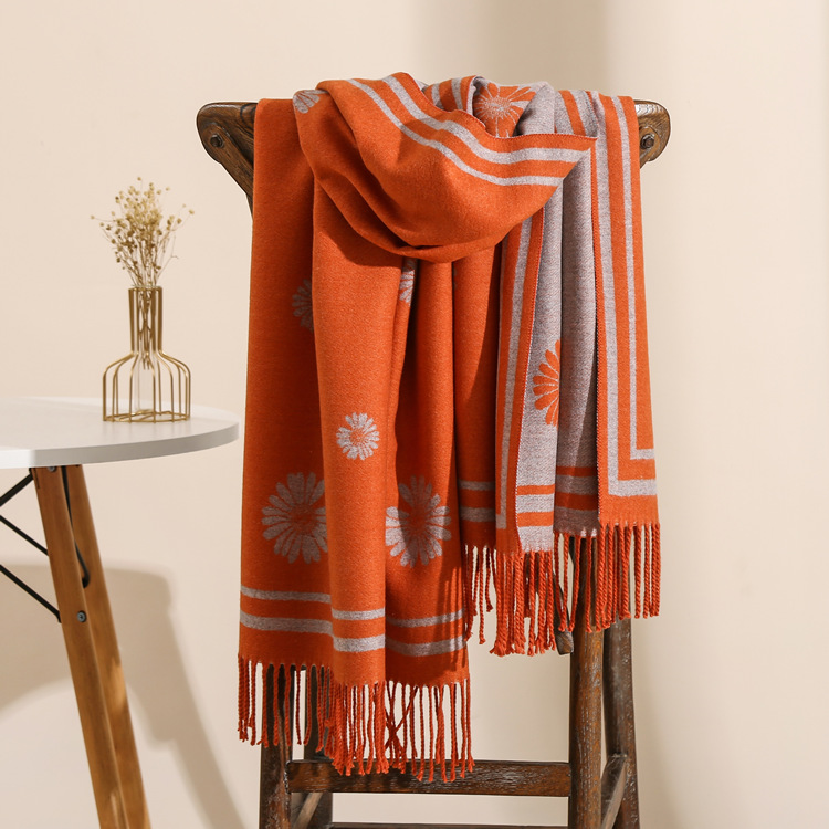 Little daisy flower cashmere scarf