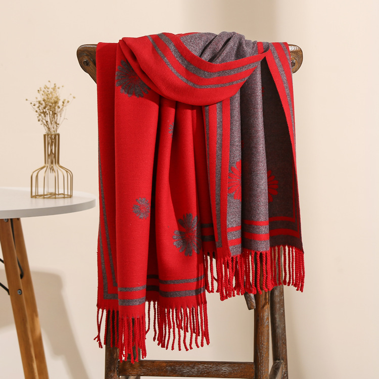 Little daisy flower cashmere scarf