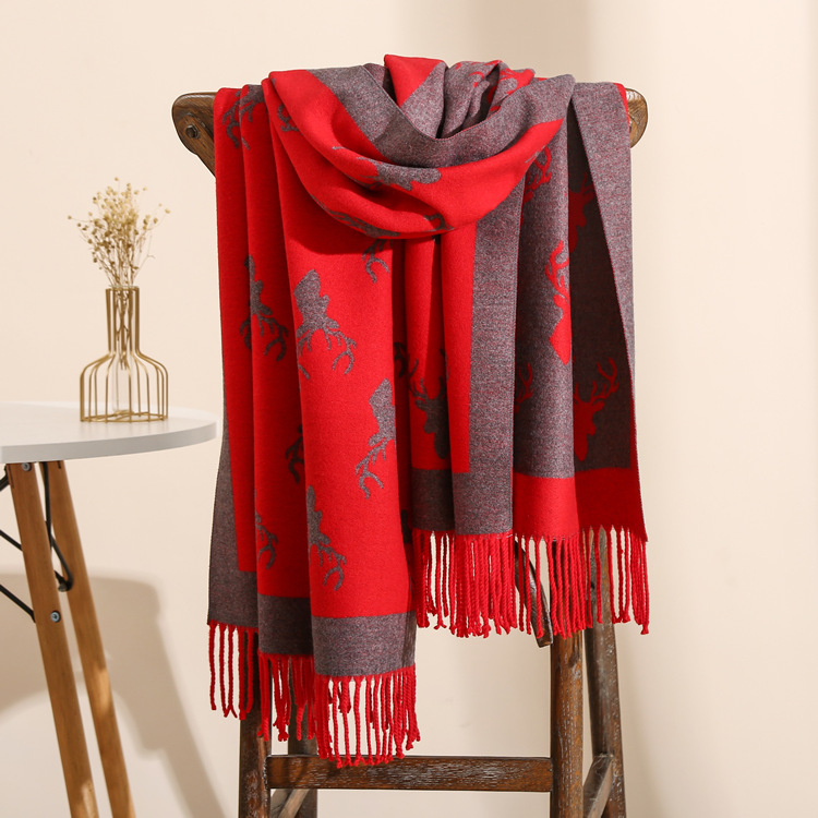 Deer pattern thick cheap scarf