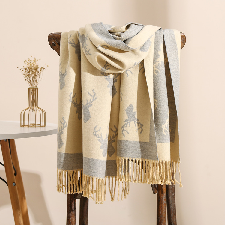 Deer pattern thick cheap scarf