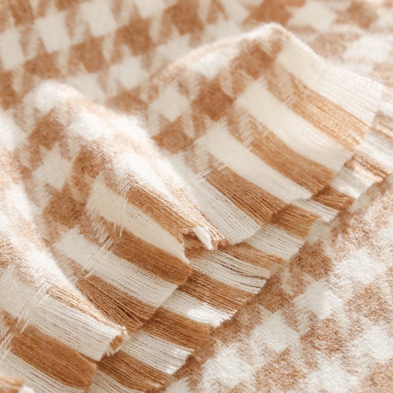 Check striped cashmere padded scarf