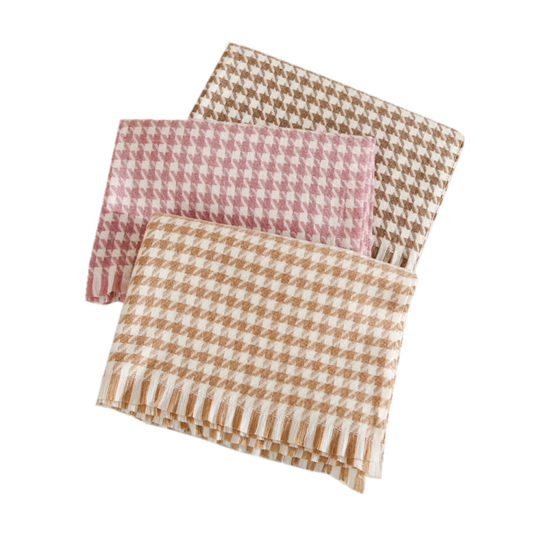Check striped cashmere padded scarf