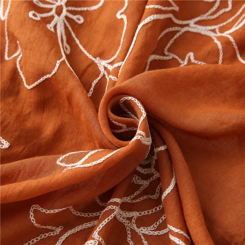 Pure color embroidery lace scarf wholesale