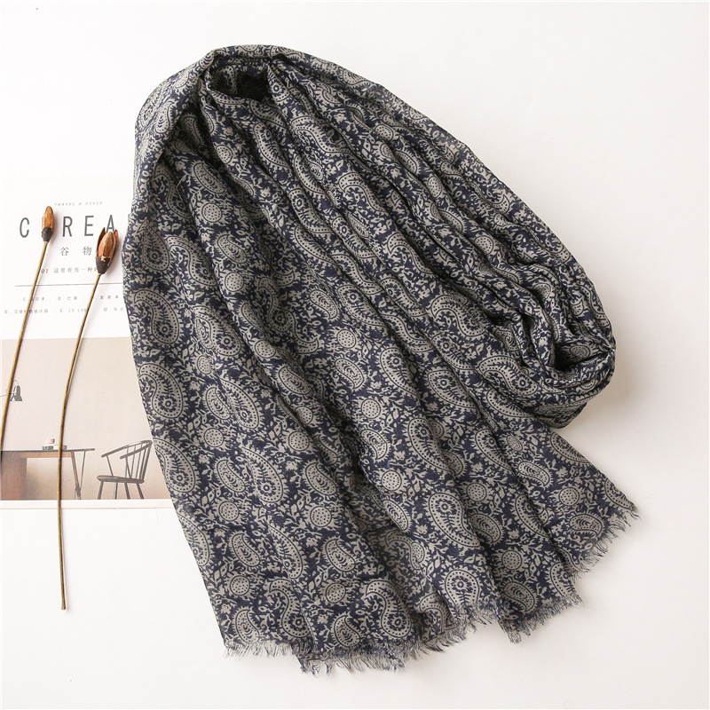 Plant flower cotton linen cheap scarf
