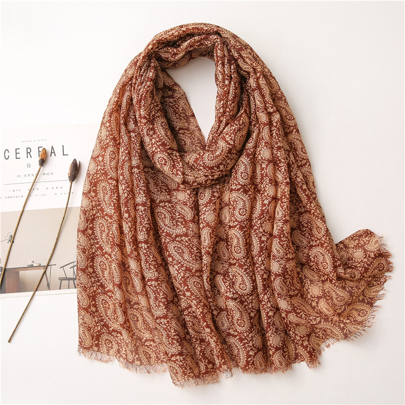 Plant flower cotton linen cheap scarf