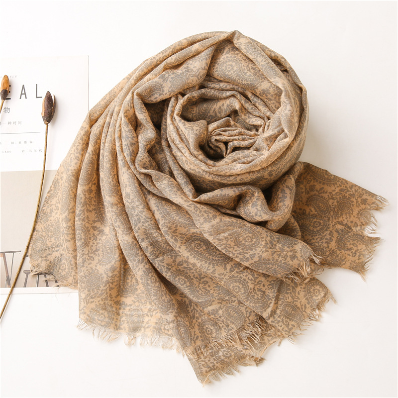 Plant flower cotton linen cheap scarf