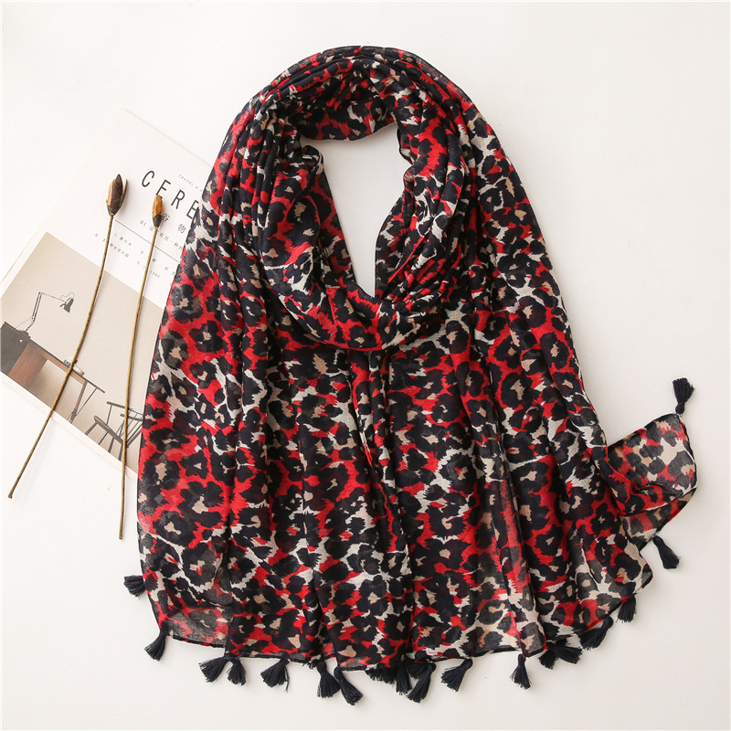 Red Leopard print cheap scarves wholesale
