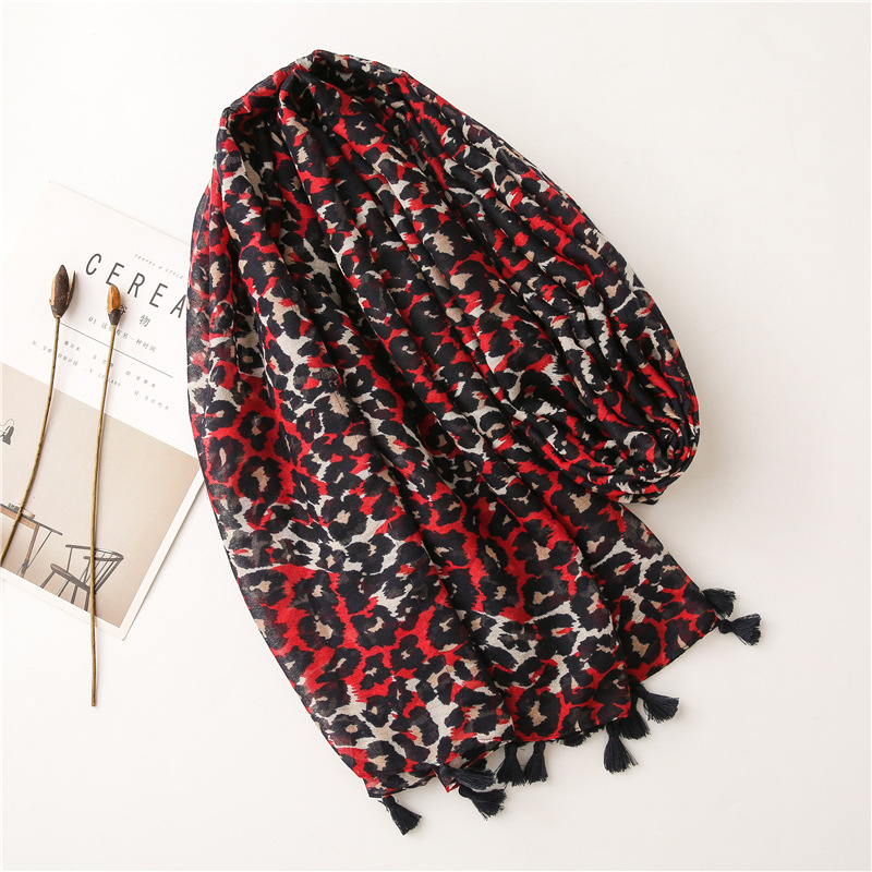 Red Leopard print cheap scarves wholesale