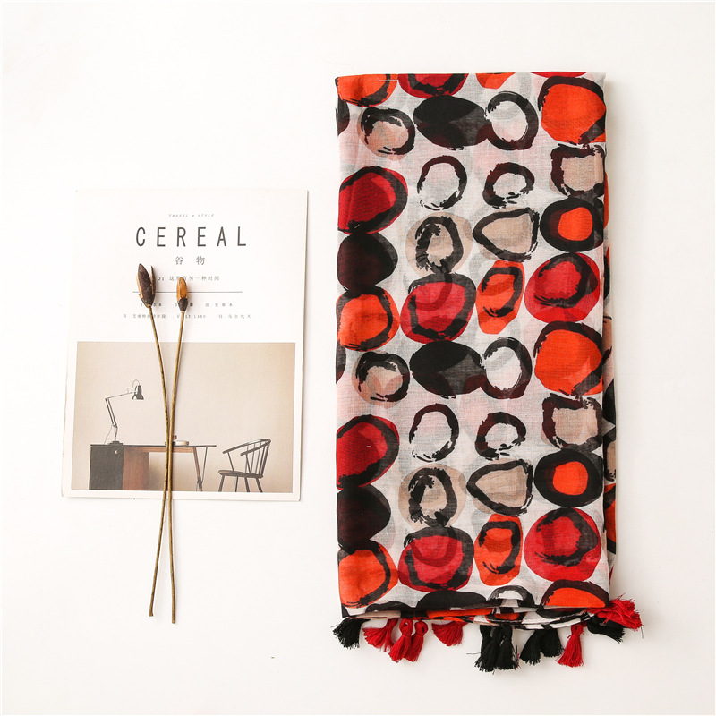 Red circle pattern scarf wholesale