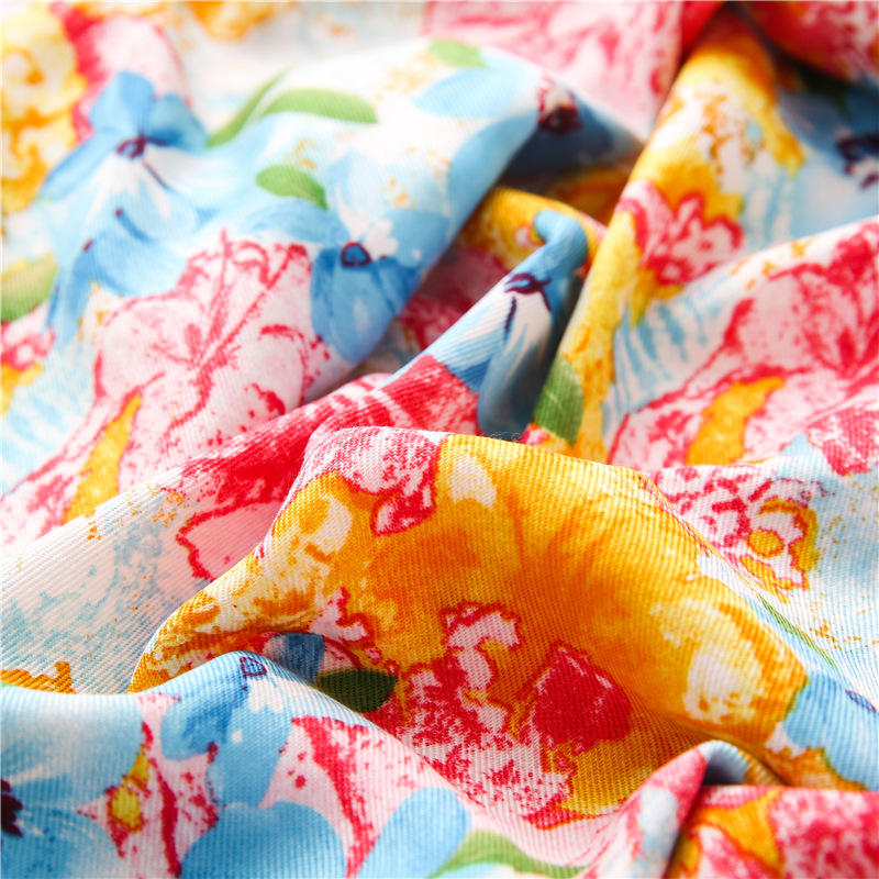 Oil painting flower cotton print scarf