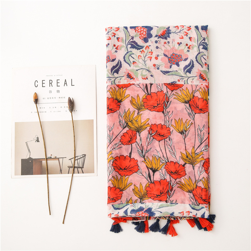 Pink floral totem cheap scarf