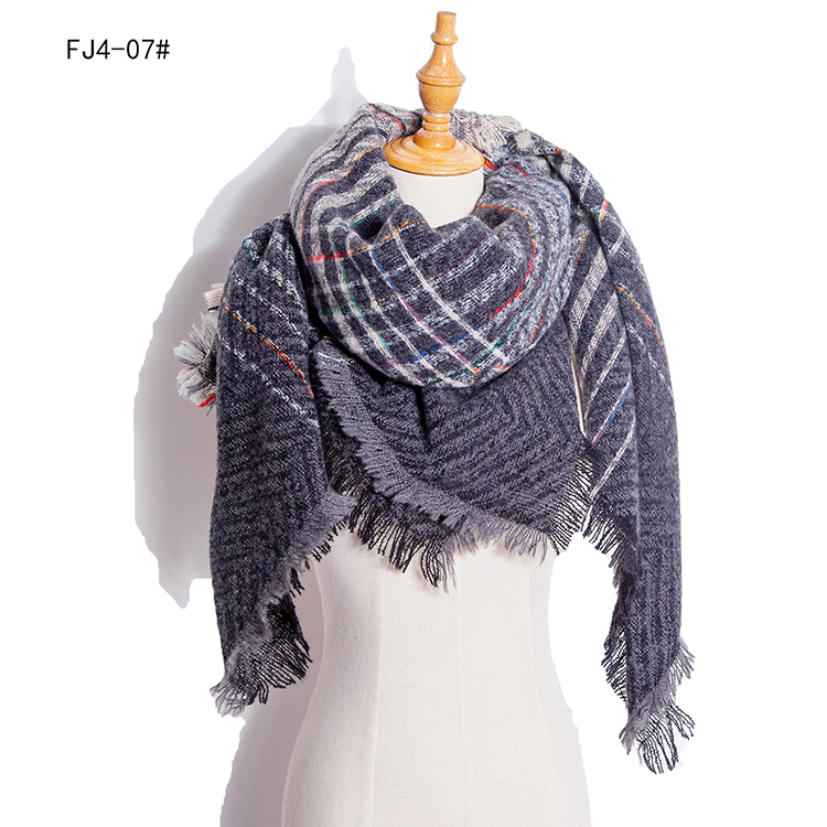 Winter plaid gradient warm large square scarf wholesale