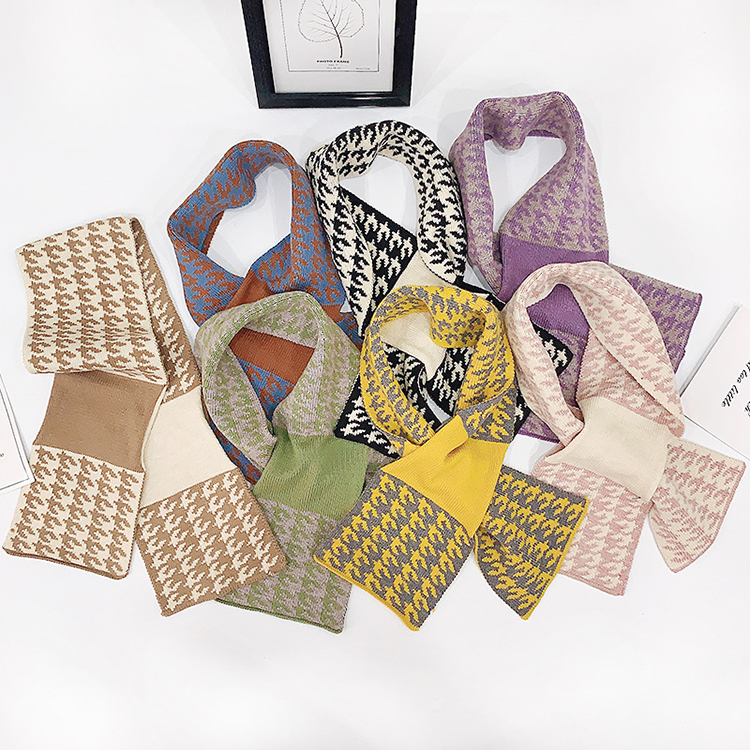 Spring floral pattern winter warm plaid scarf