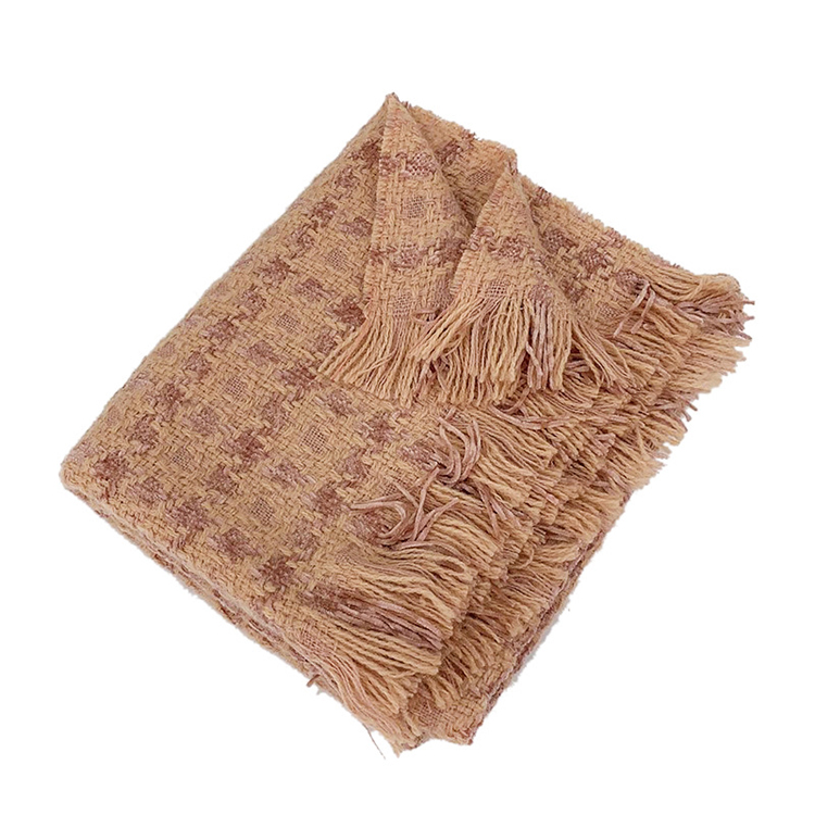 Fringe knitted retro plaid scarf wholesale