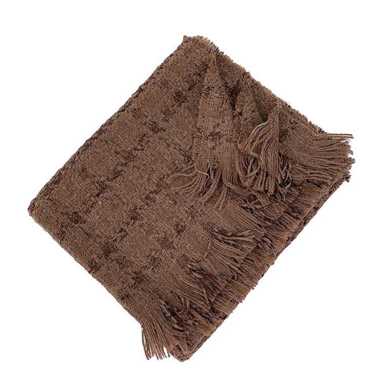 Fringe knitted retro plaid scarf wholesale