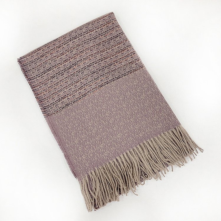 Winter fringed shawl striped cashmere warm scarf