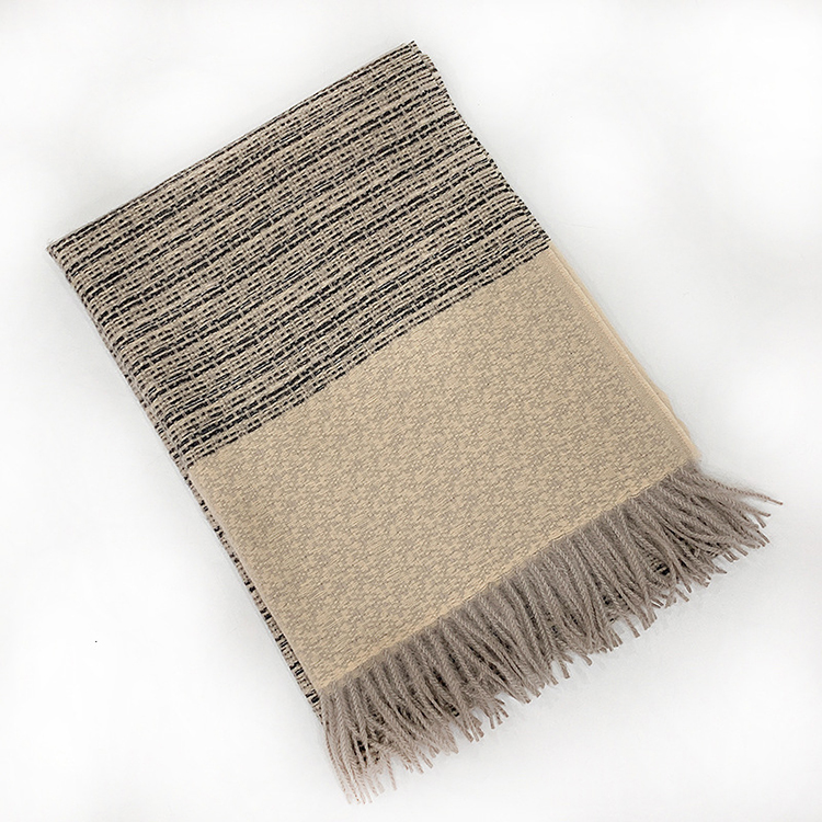 Winter fringed shawl striped cashmere warm scarf