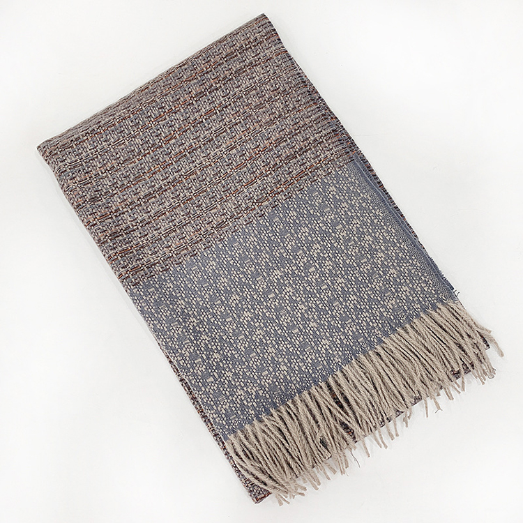 Winter fringed shawl striped cashmere warm scarf