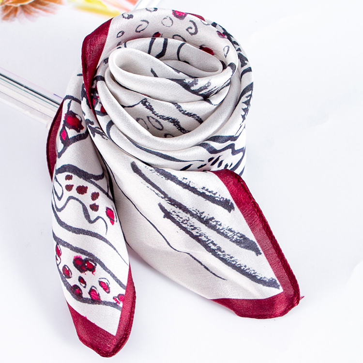 Warm shawl plum pattern silk square scarf