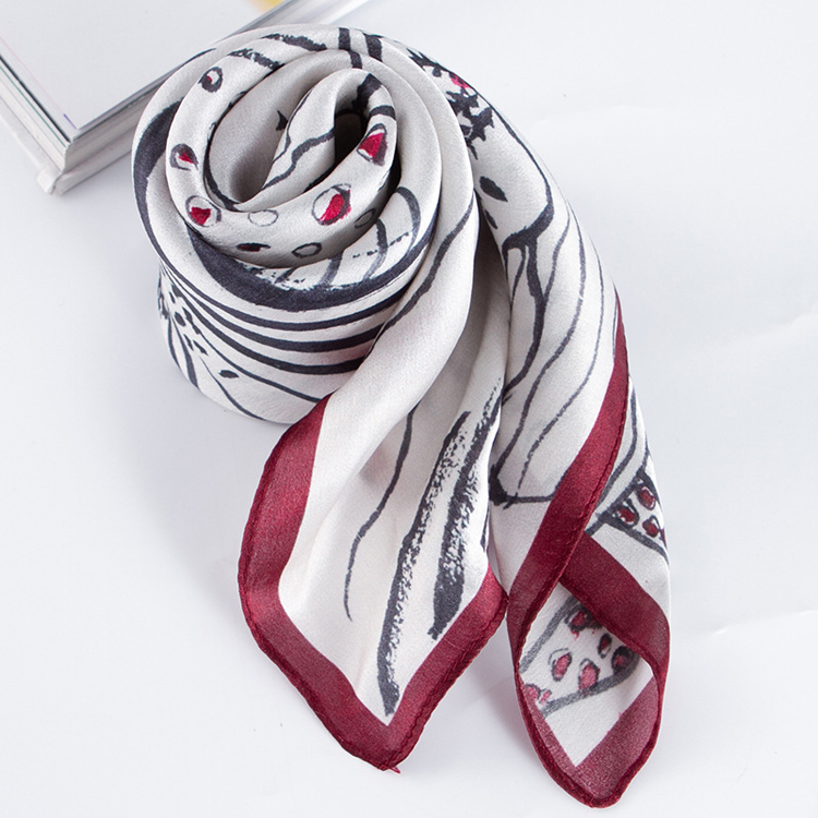 Warm shawl plum pattern silk square scarf