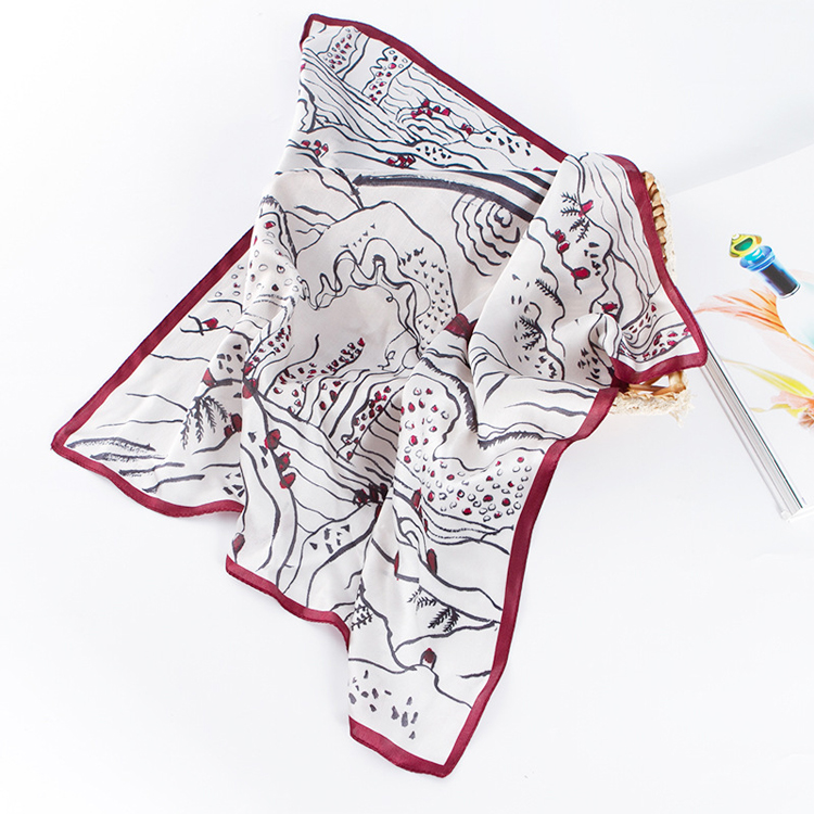 Warm shawl plum pattern silk square scarf
