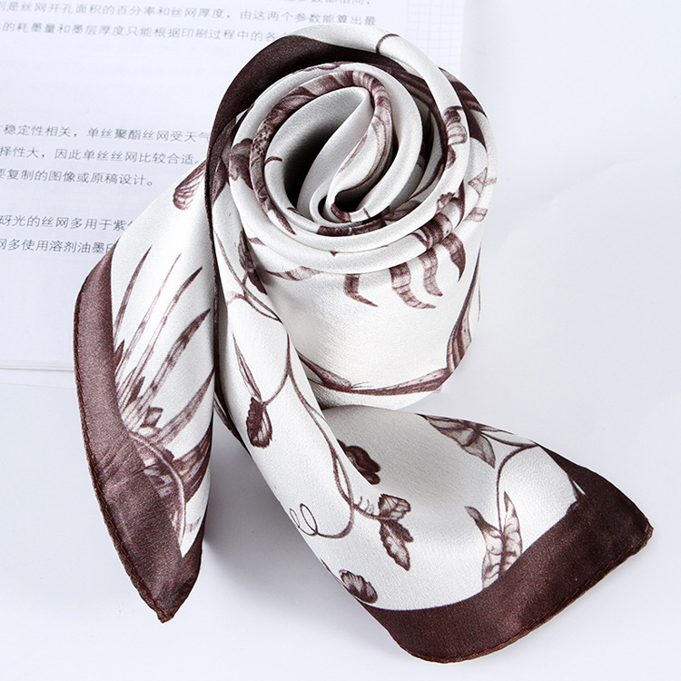 Plant pattern printing silk square scarf wholesale