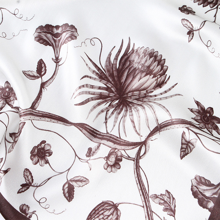 Plant pattern printing silk square scarf wholesale