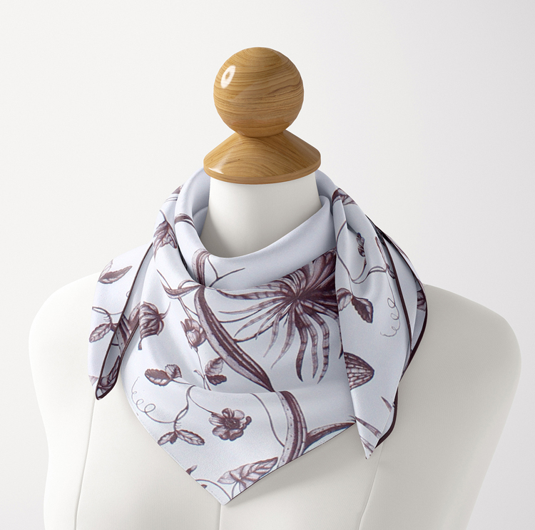 Plant pattern printing silk square scarf wholesale