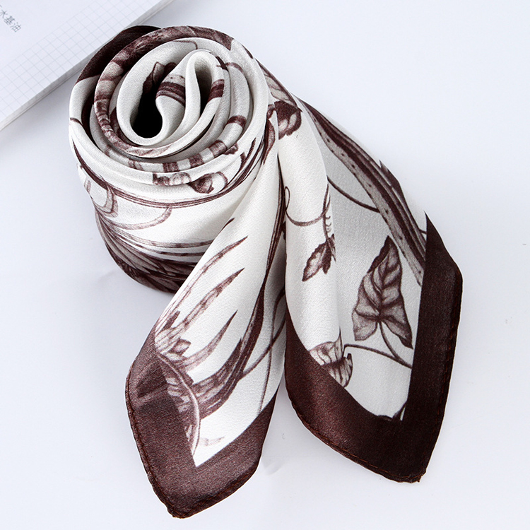 Plant pattern printing silk square scarf wholesale