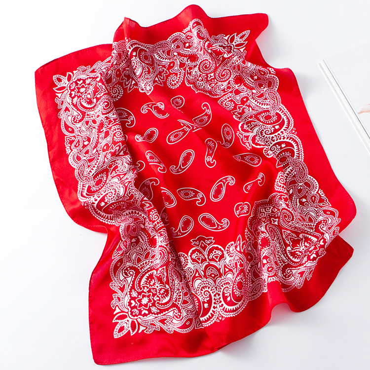 Wholesale cashew pattern red silk square scarf