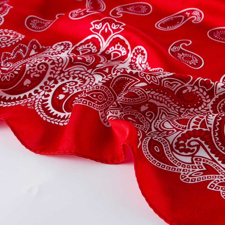 Wholesale cashew pattern red silk square scarf