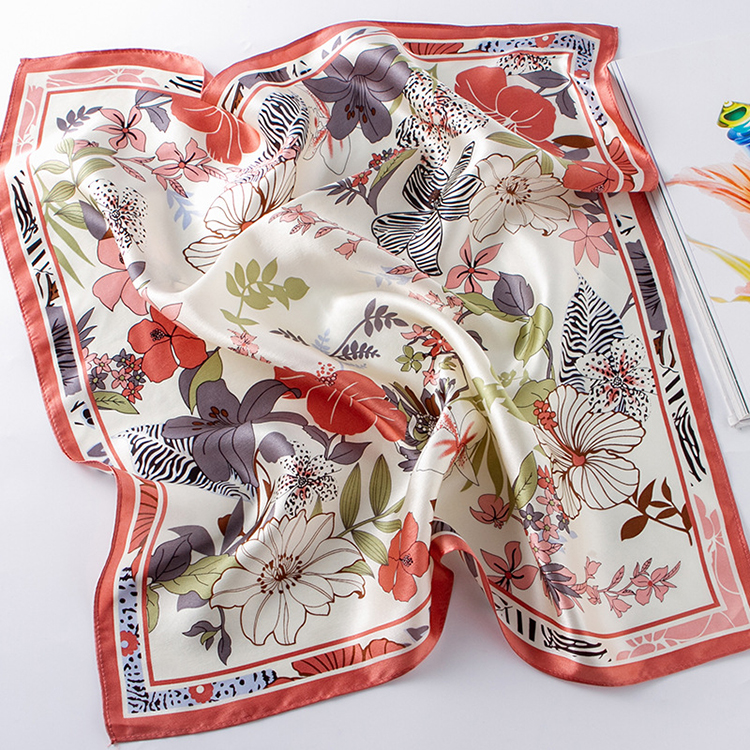 Flower group pure silk square scarf wholesale