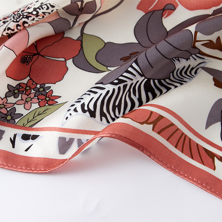 Flower group pure silk square scarf wholesale