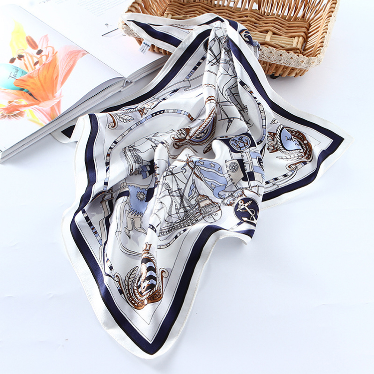 Sailing decoration silk square scarf wholesale