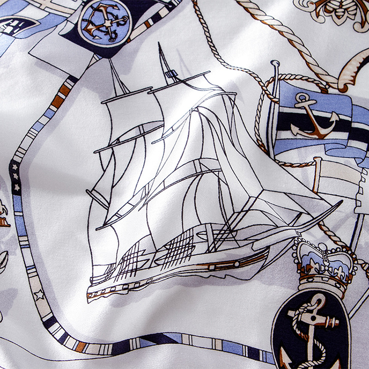 Sailing decoration silk square scarf wholesale