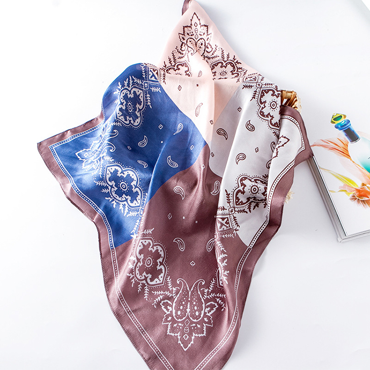 Cashew pattern square lattice silk scarf wholesale