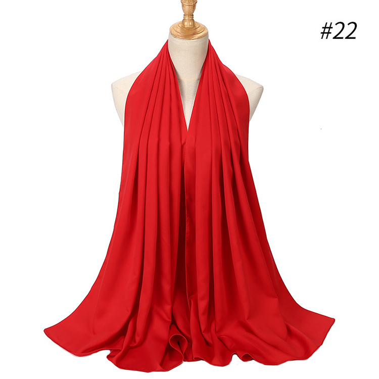 Pure color satin gear pearl chiffon headscarf