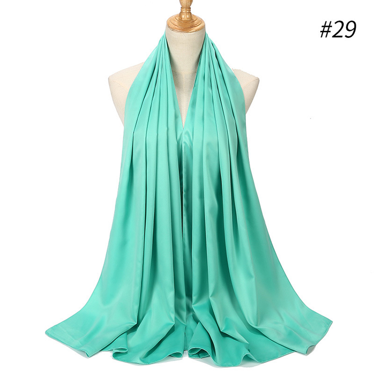 Pure color satin gear pearl chiffon headscarf