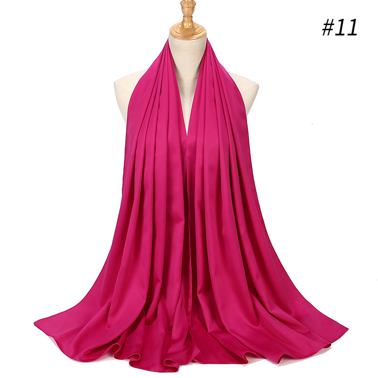 Pure color satin gear pearl chiffon headscarf