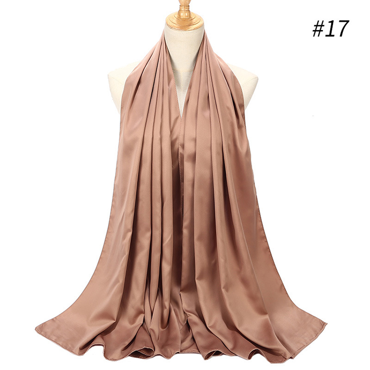 Pure color satin gear pearl chiffon headscarf