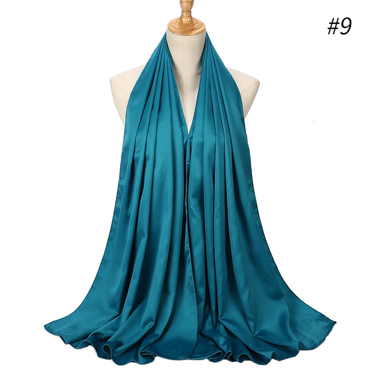 Pure color satin gear pearl chiffon headscarf