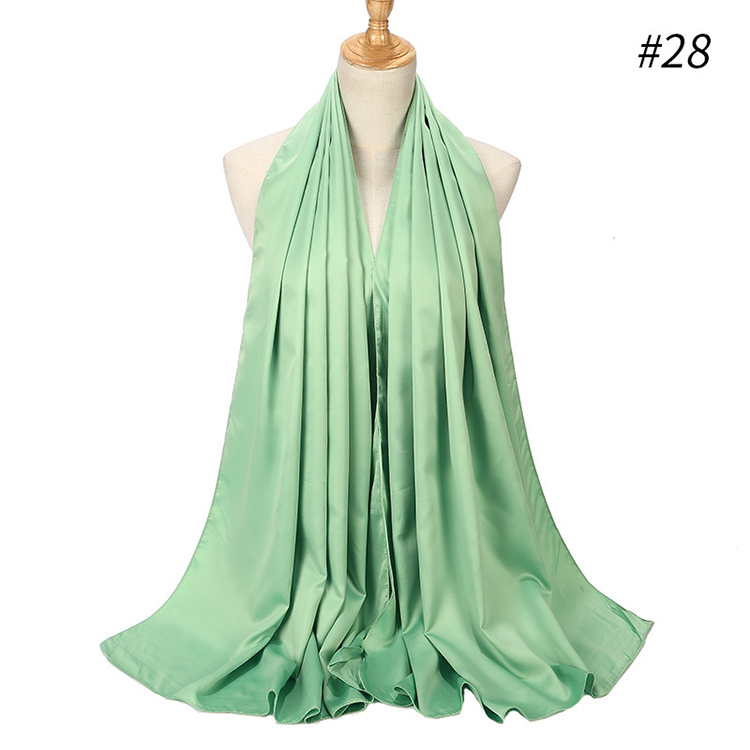 Pure color satin gear pearl chiffon headscarf